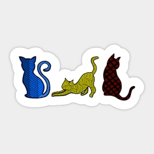 Three Cats in Patterns Sticker